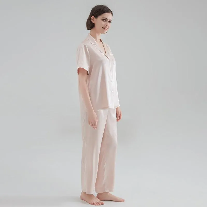 22 Momme Classic Short sleeves Silk Pyjamas Set 100% Mulberry Silk Sleepwear