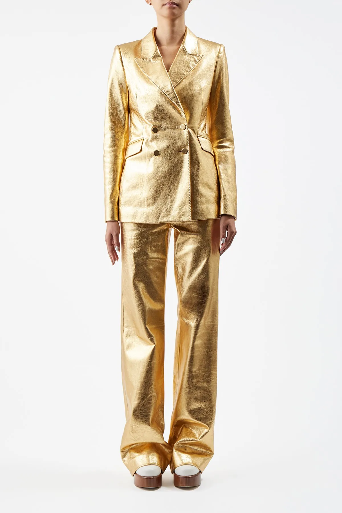 Angela Blazer in Gold Metallic Nappa Leather