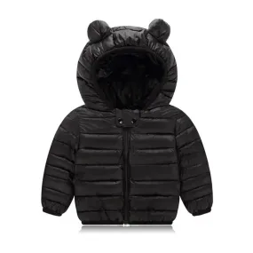 Baby Girl Hooded Down Jackets Warm Outerwear For Boys 1-6 Years Children Baby Coat Winter Solid Color Lightweight Clothes