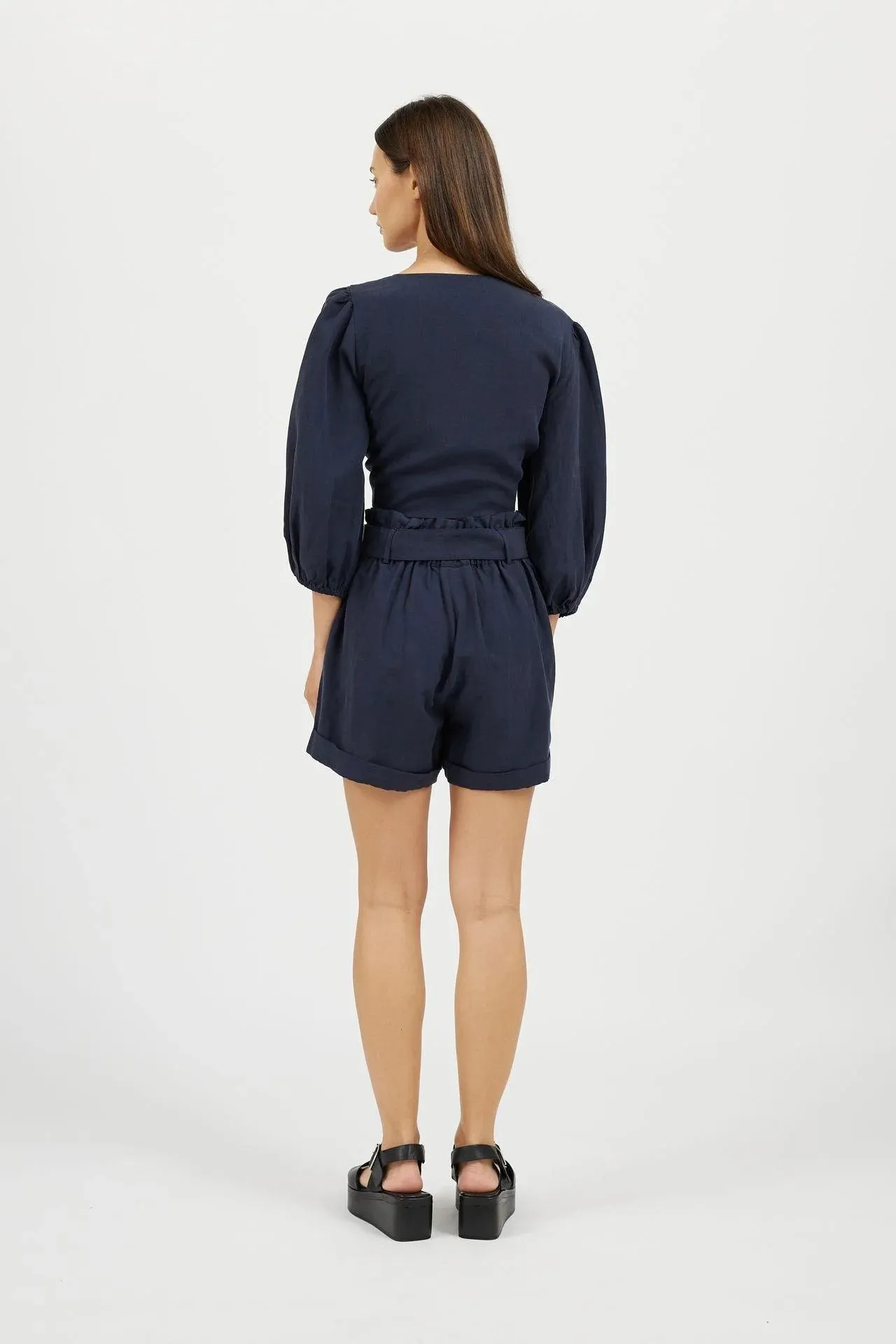 Bamboo Linen Shorts and Linen Top (Navy)