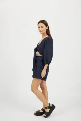 Bamboo Linen Shorts and Linen Top (Navy)