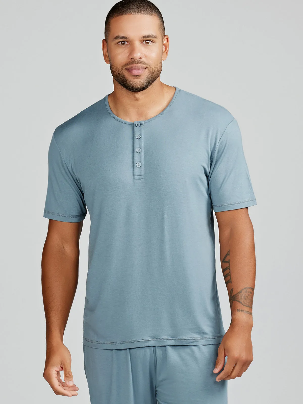 Bamboo Silk Sleep Short Sleeve Henley