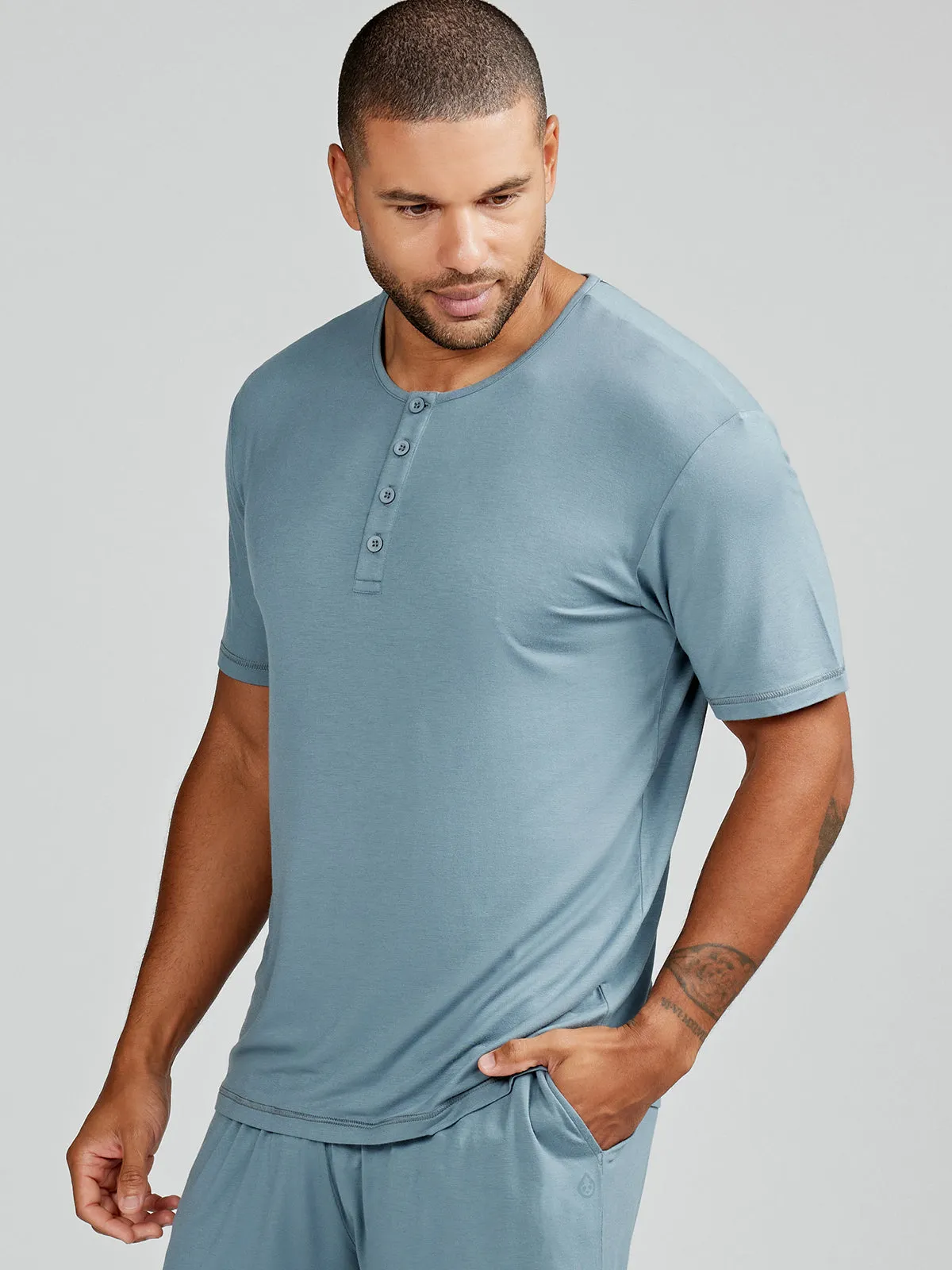 Bamboo Silk Sleep Short Sleeve Henley