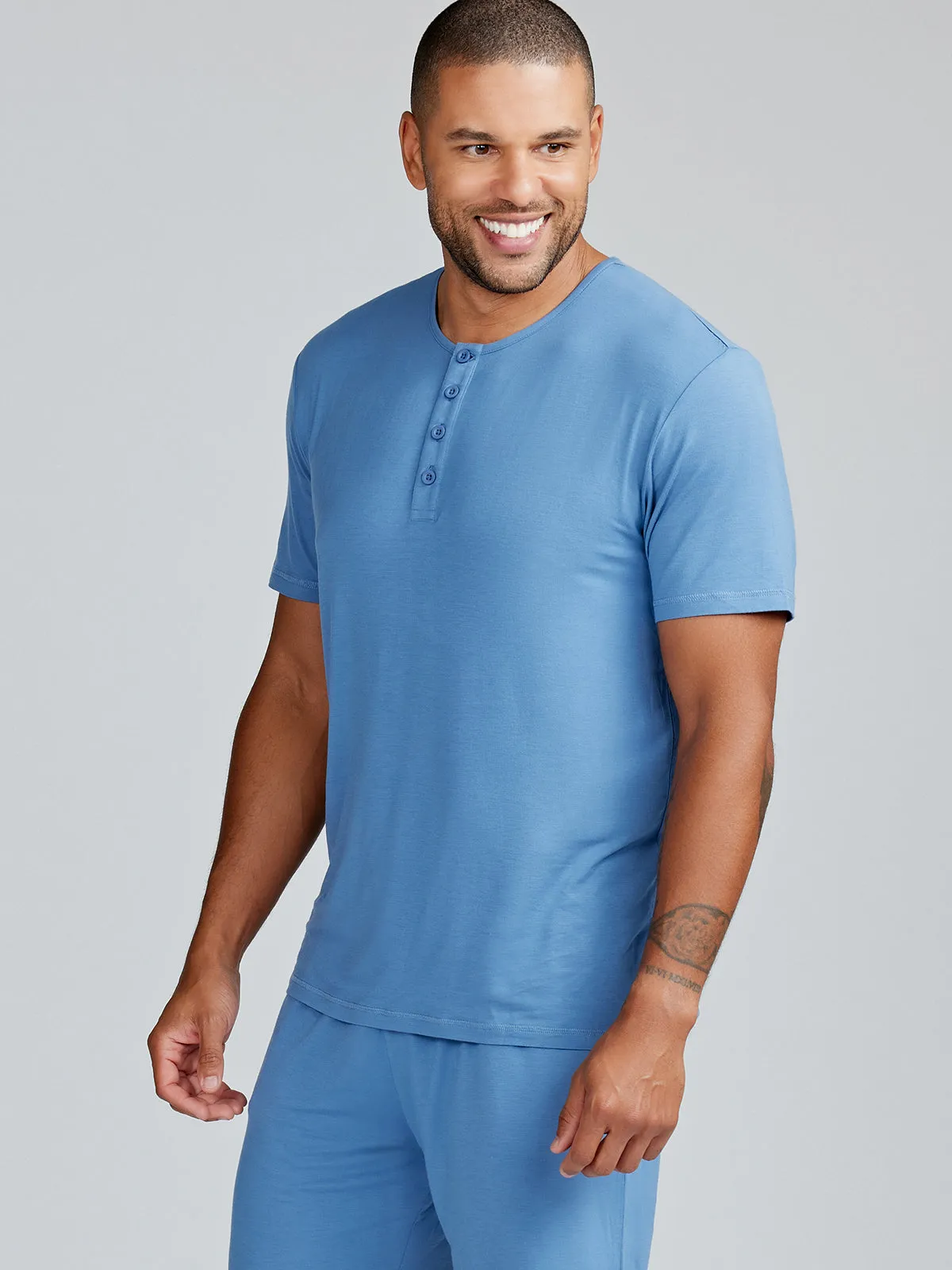 Bamboo Silk Sleep Short Sleeve Henley