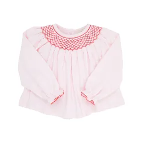 Bettye Sue Smocked Top - Palm Beach Pink with Richmond Red Smocking