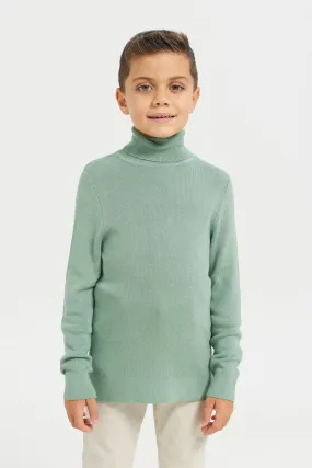 Bjr Sage Green Hi Neck Pullover