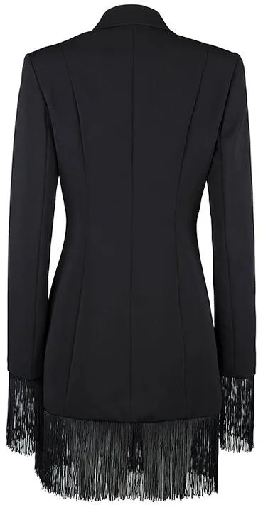 Black Long Fringed Blazer