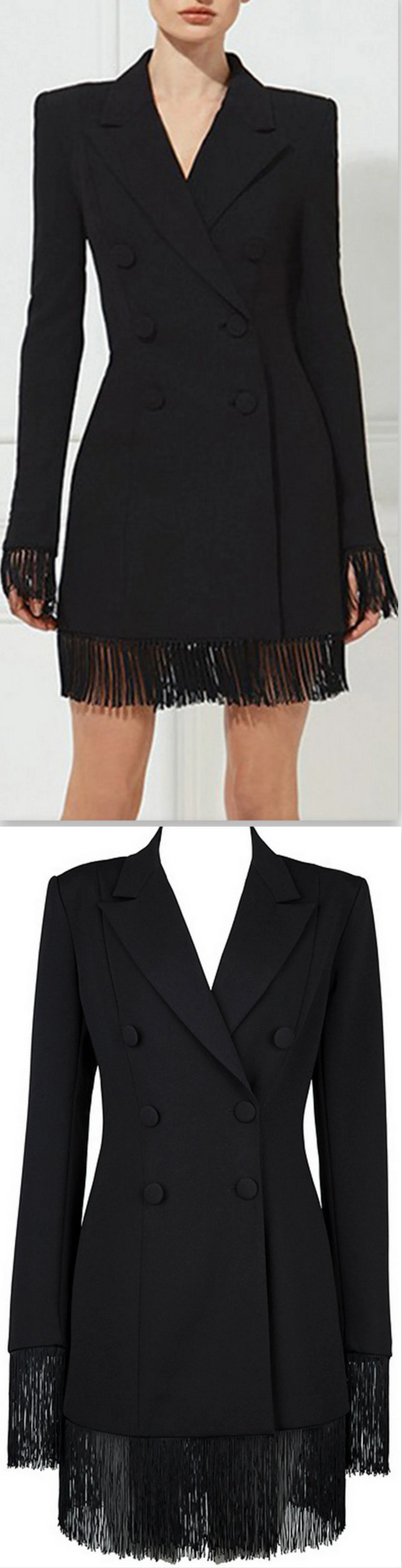 Black Long Fringed Blazer