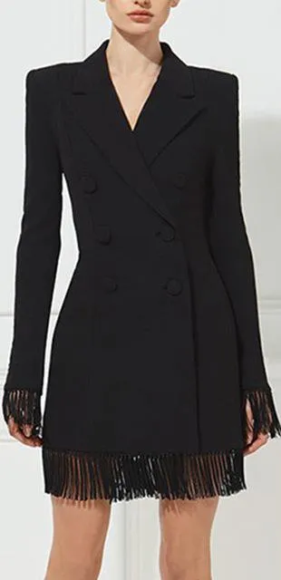 Black Long Fringed Blazer