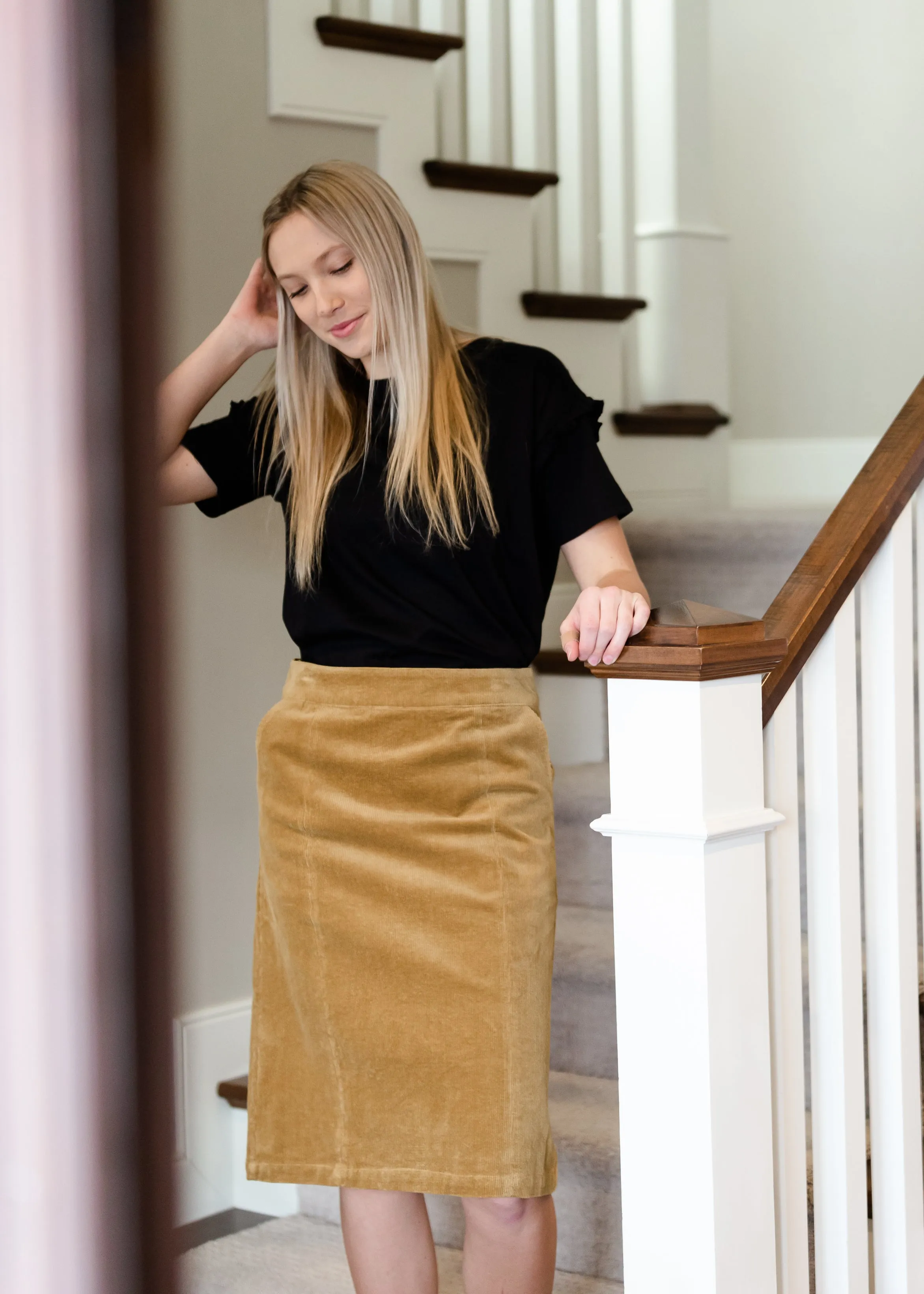 Black Ruffled Shoulder Top