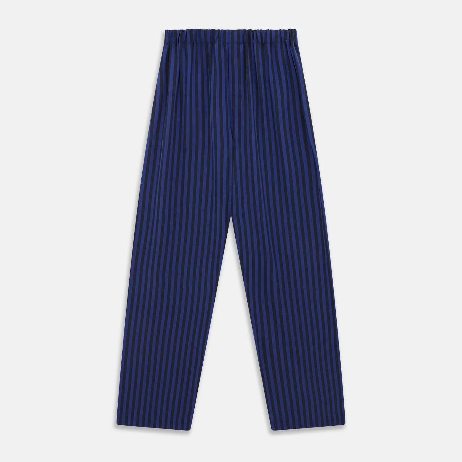 Blue and Navy Candy Stripe Silk Hyde Pyjamas Set