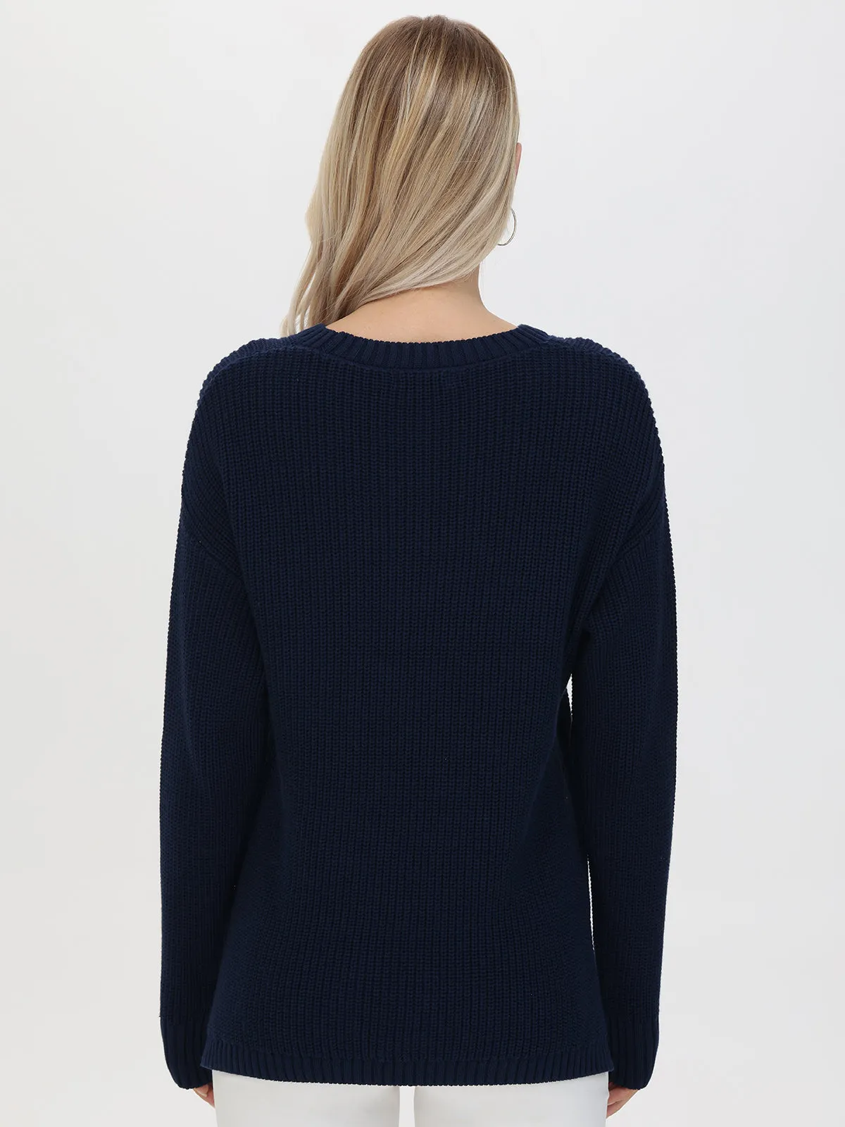 Boston: 100% Cotton Crewneck Shaker Stitch Sweater