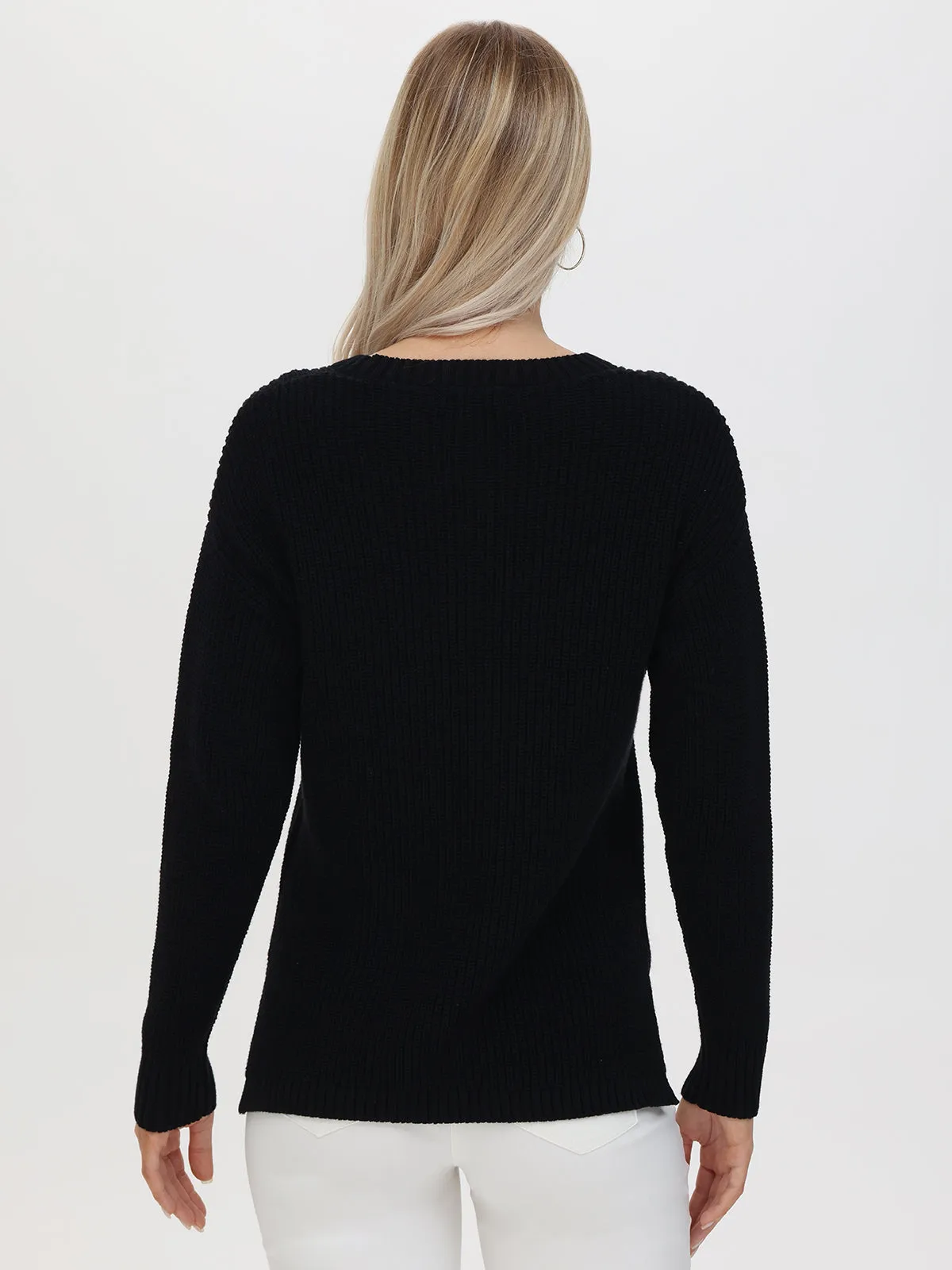 Brooklyn: 100% Cotton Crewneck Shaker Stitch Sweater