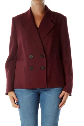 Burgundy Double-Breasted Blazer