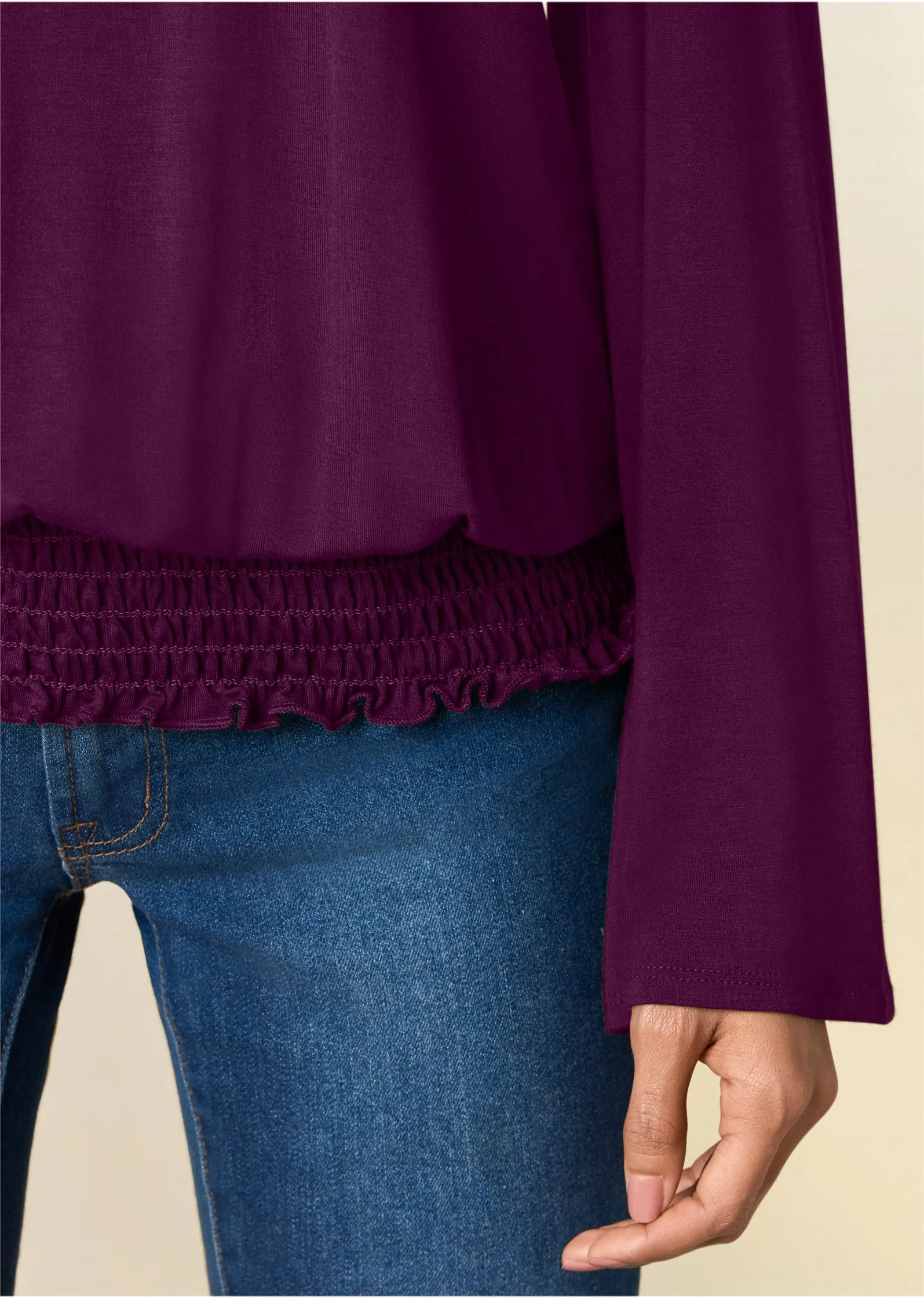 Cold-Shoulder Blouson Top - Dark Purple