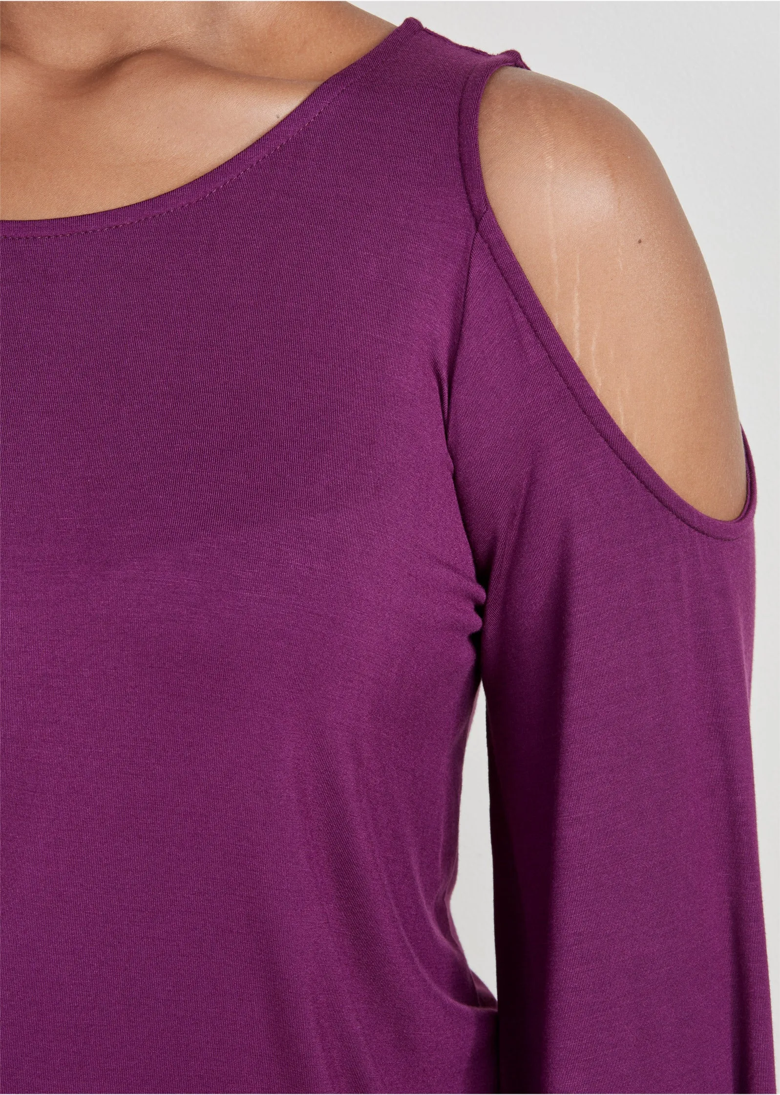 Cold-Shoulder Blouson Top - Dark Purple