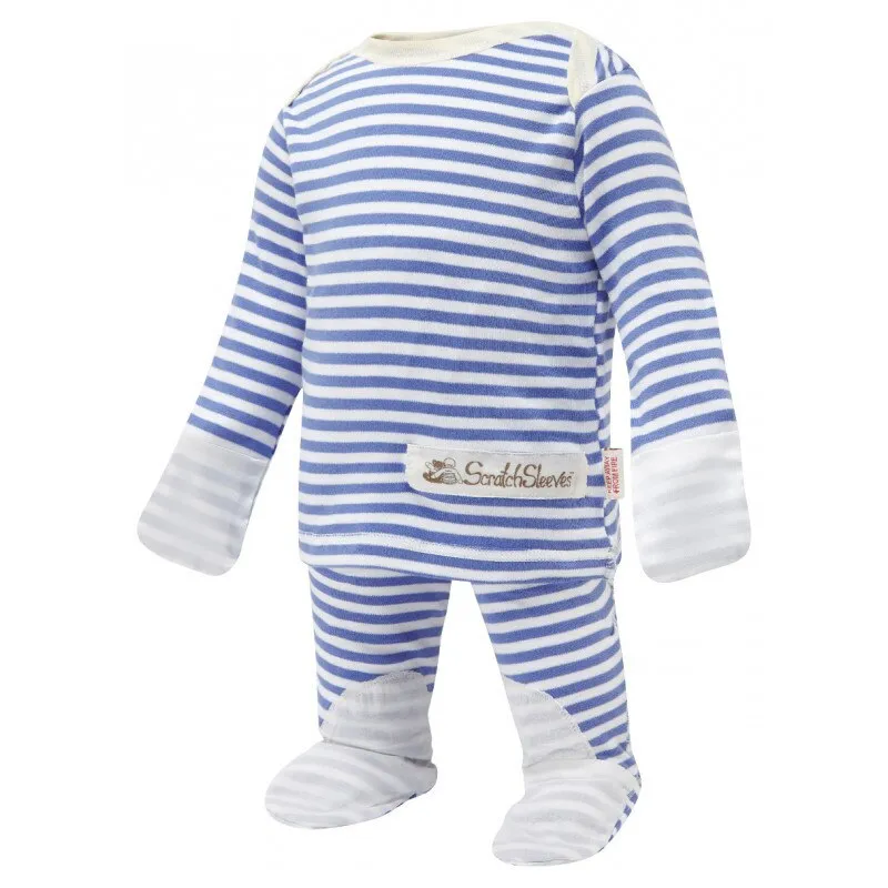 Cotton ScratchSleeves Baby Eczema Pajamas (STRIPES)