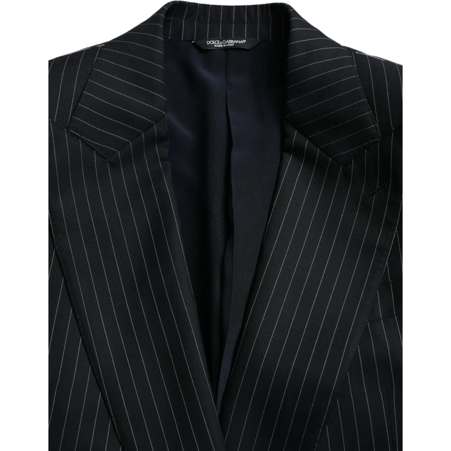 Dolce & Gabbana Black Stripe SICILIA Double Breasted Coat Blazer