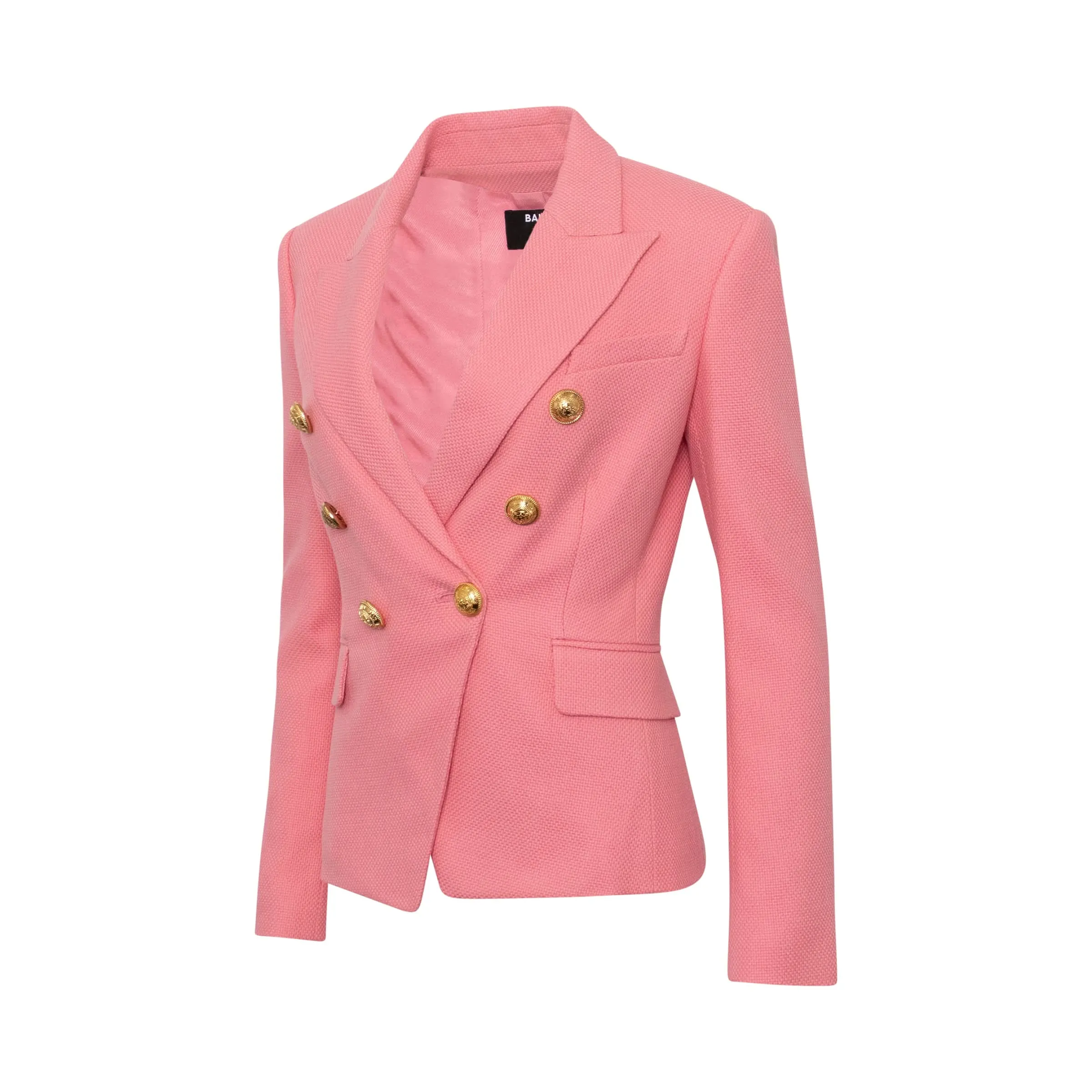 Double Breasted Cotton Pique Blazer in Rose