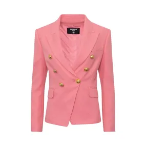 Double Breasted Cotton Pique Blazer in Rose