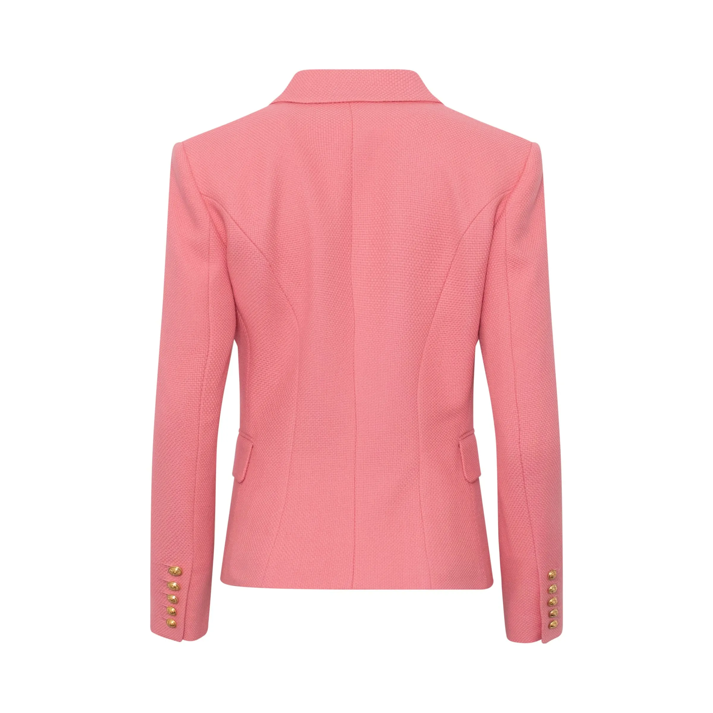 Double Breasted Cotton Pique Blazer in Rose