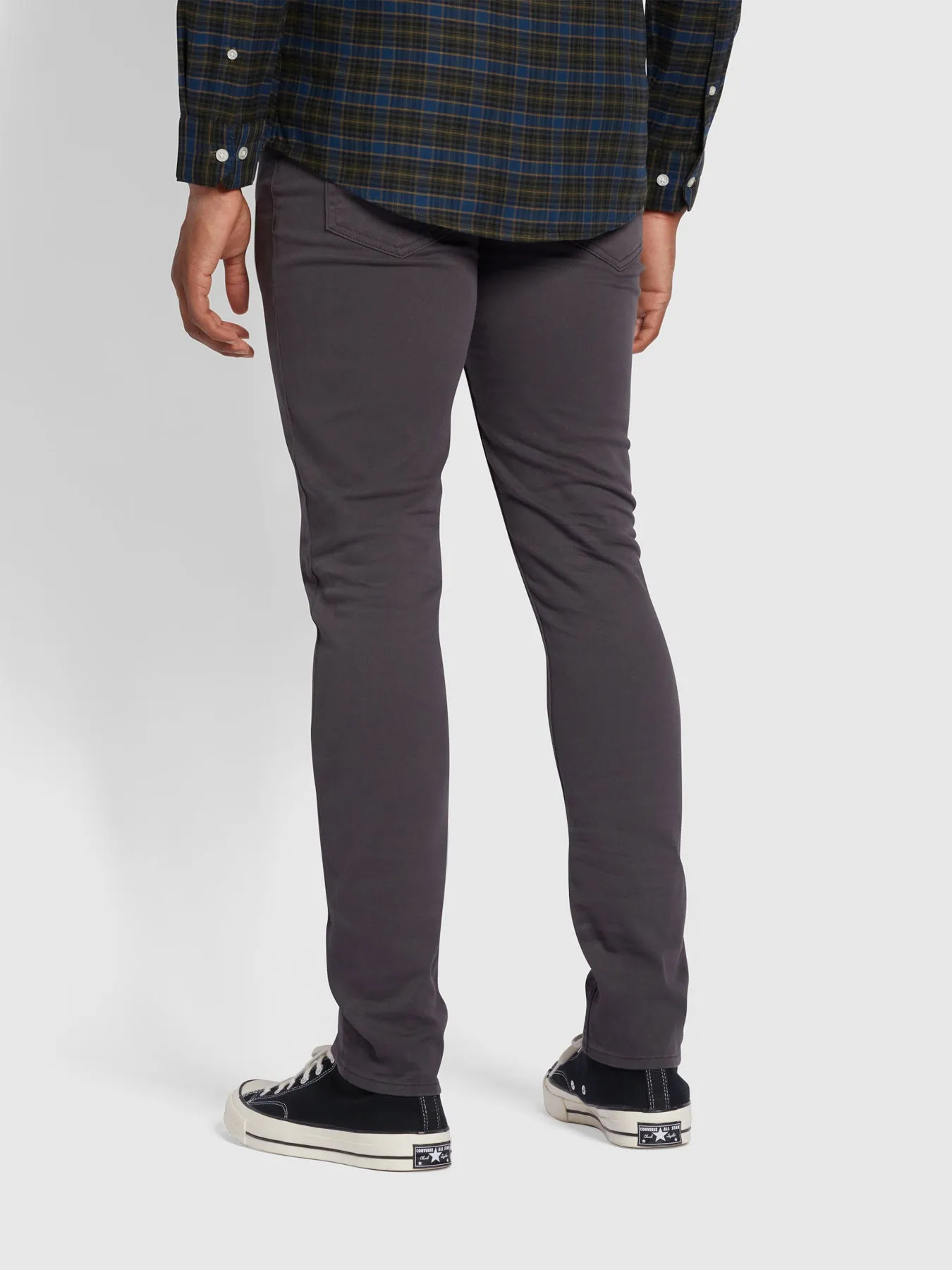 Drake Skinny Fit Cotton Twill Trousers In Charcoal