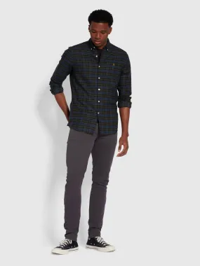 Drake Skinny Fit Cotton Twill Trousers In Charcoal