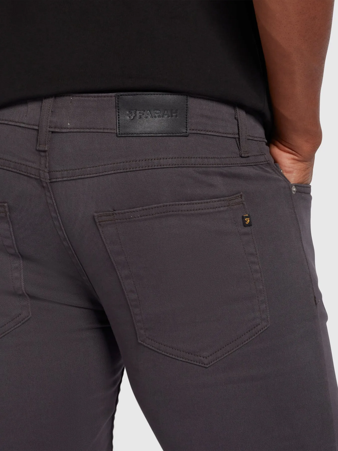 Drake Skinny Fit Cotton Twill Trousers In Charcoal