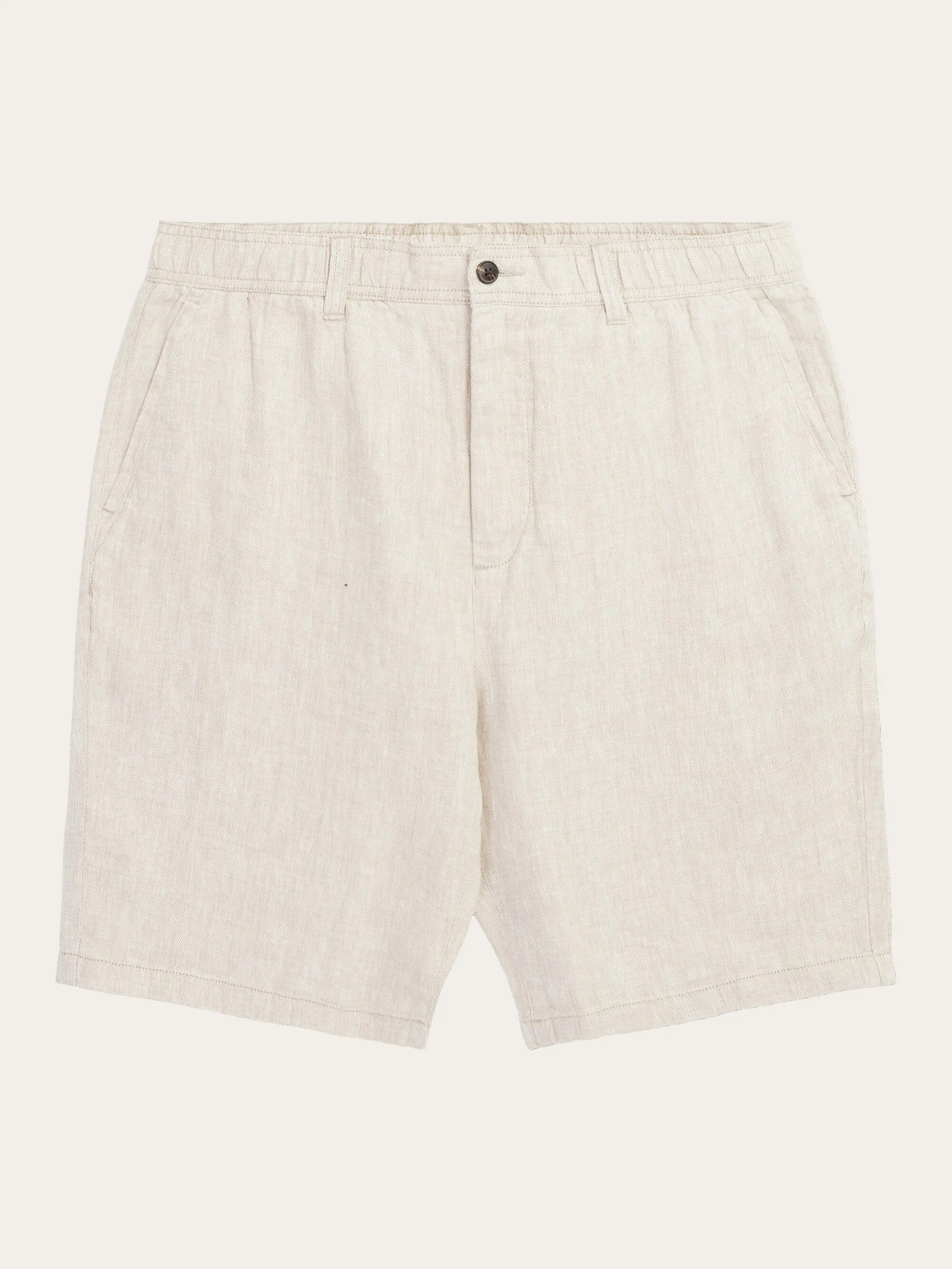 FIG loose herringbone linen elastic waist shorts - GOTS/Vegan - Light feather gray