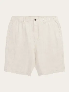 FIG loose herringbone linen elastic waist shorts - GOTS/Vegan - Light feather gray