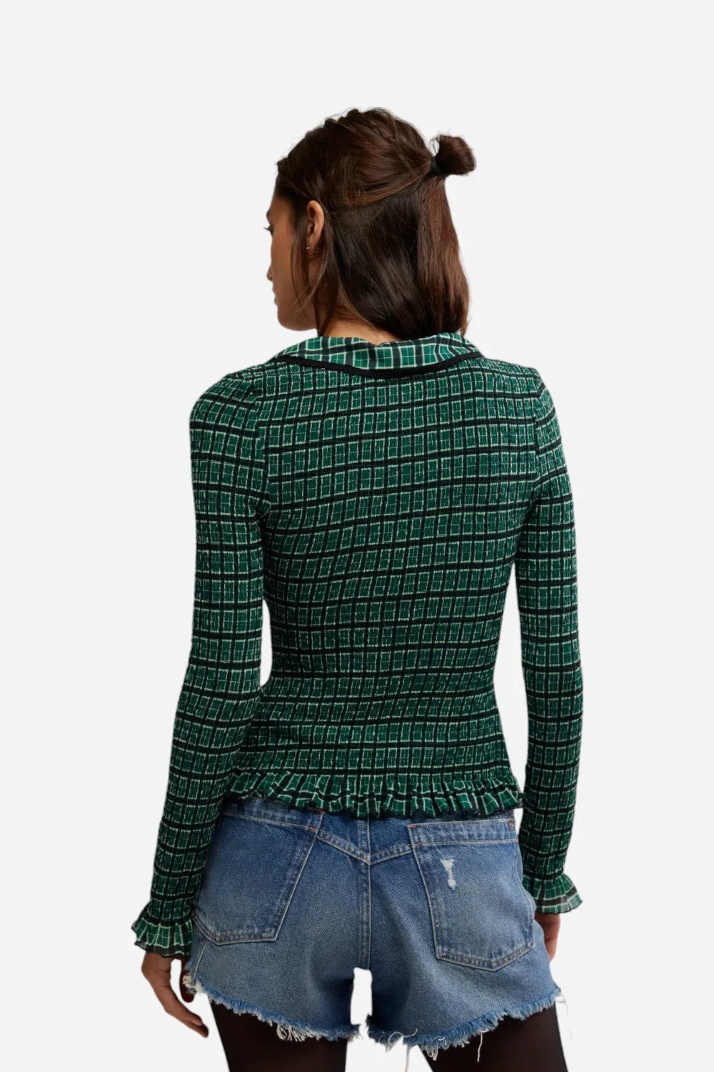 Free People Caught A Feeling Cardi in Green Combo