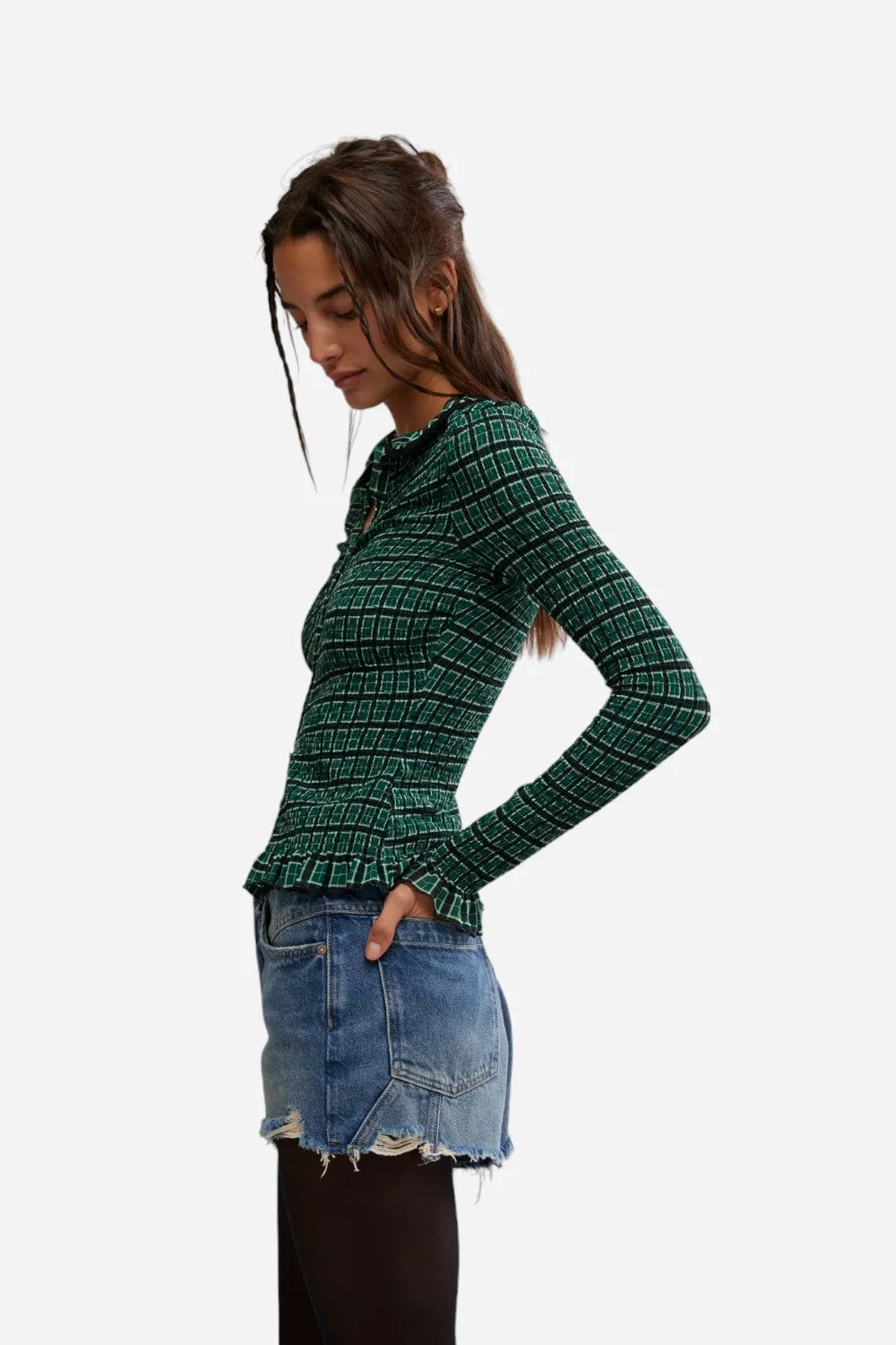 Free People Caught A Feeling Cardi in Green Combo