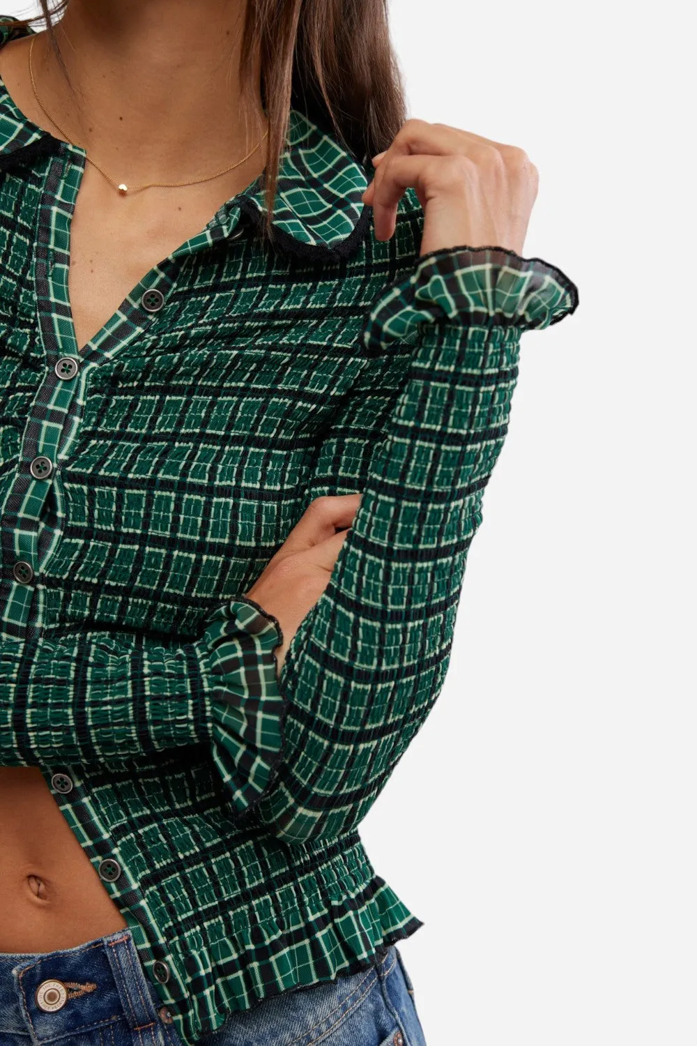 Free People Caught A Feeling Cardi in Green Combo