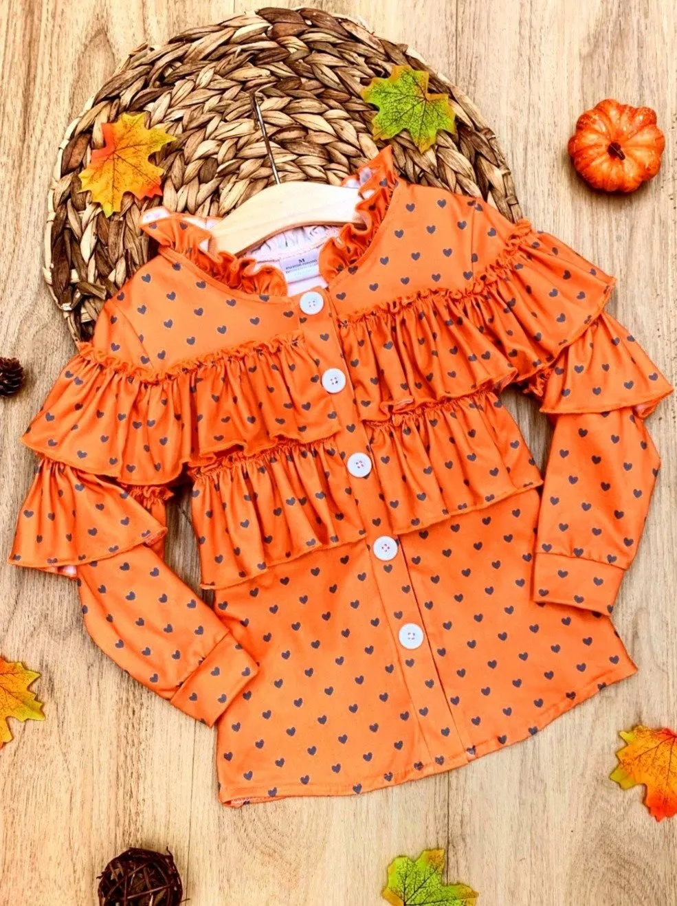 Girls Buttoned Ruffled Cardigan