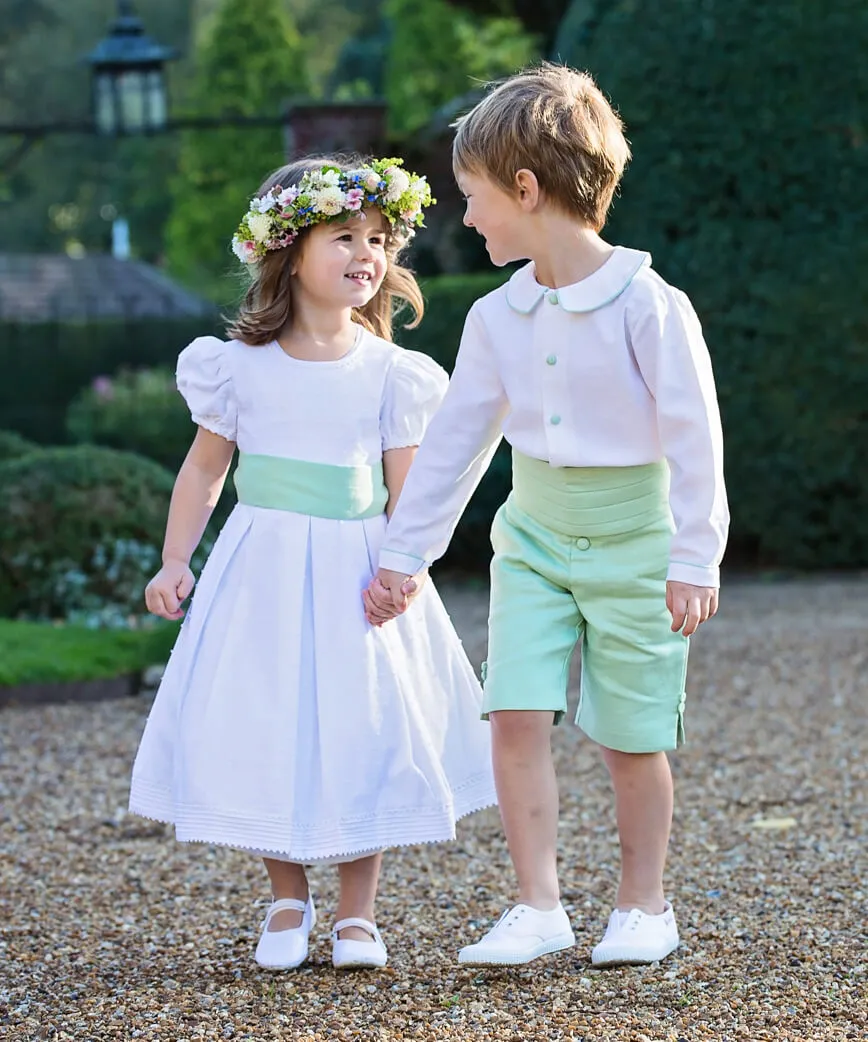 Green Linen Pageboy Set