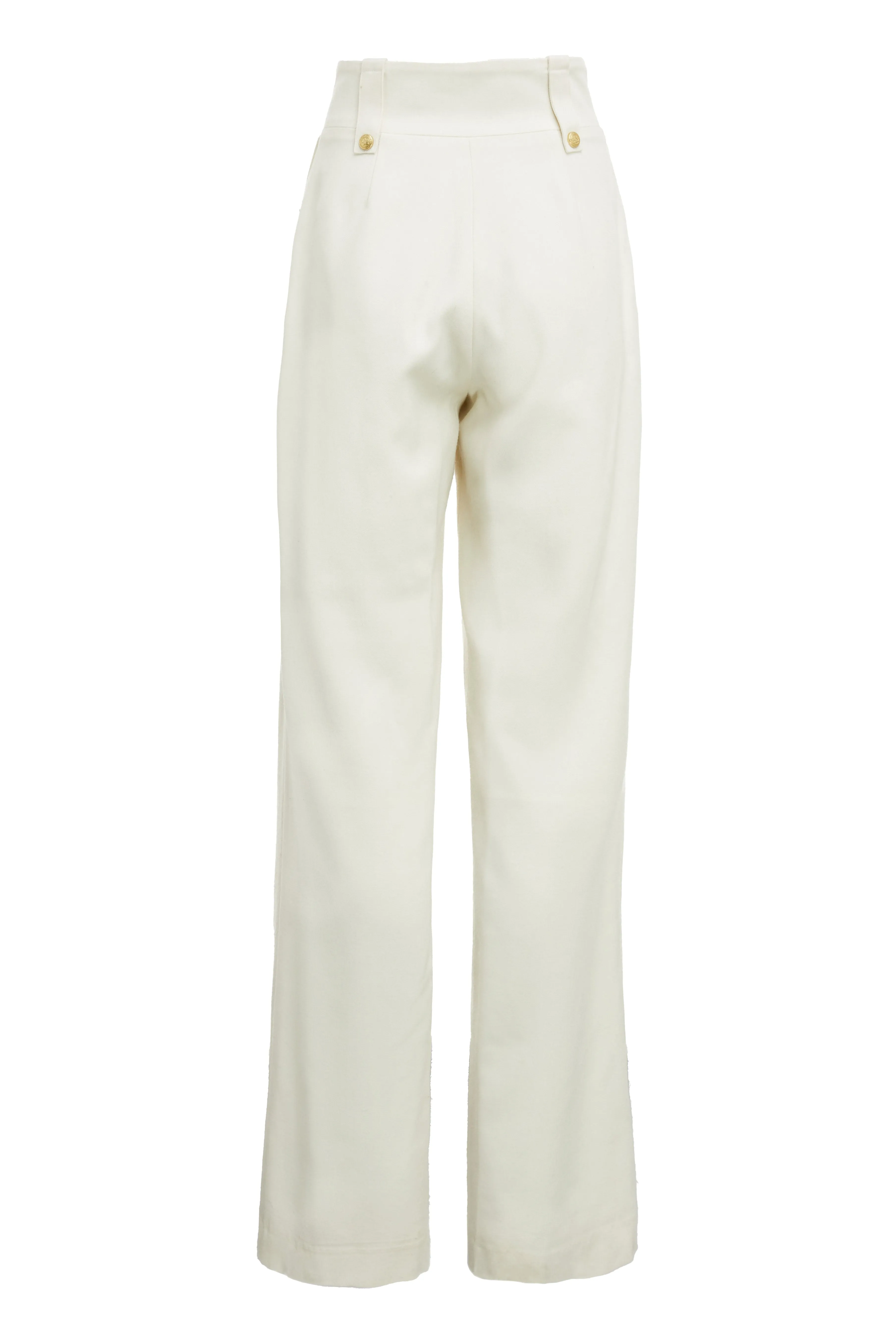 High Waisted Straight Trouser (Ivory)