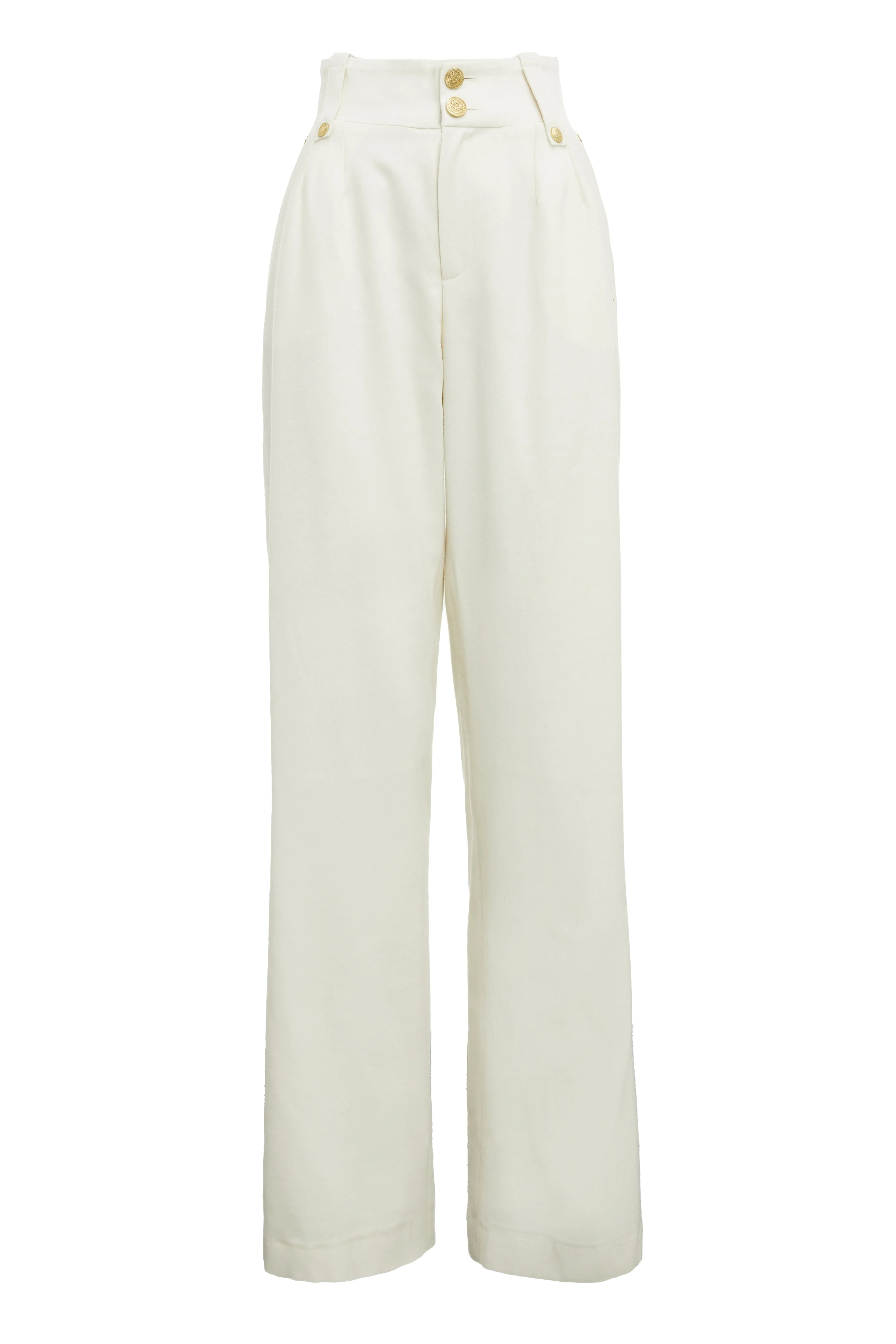 High Waisted Straight Trouser (Ivory)