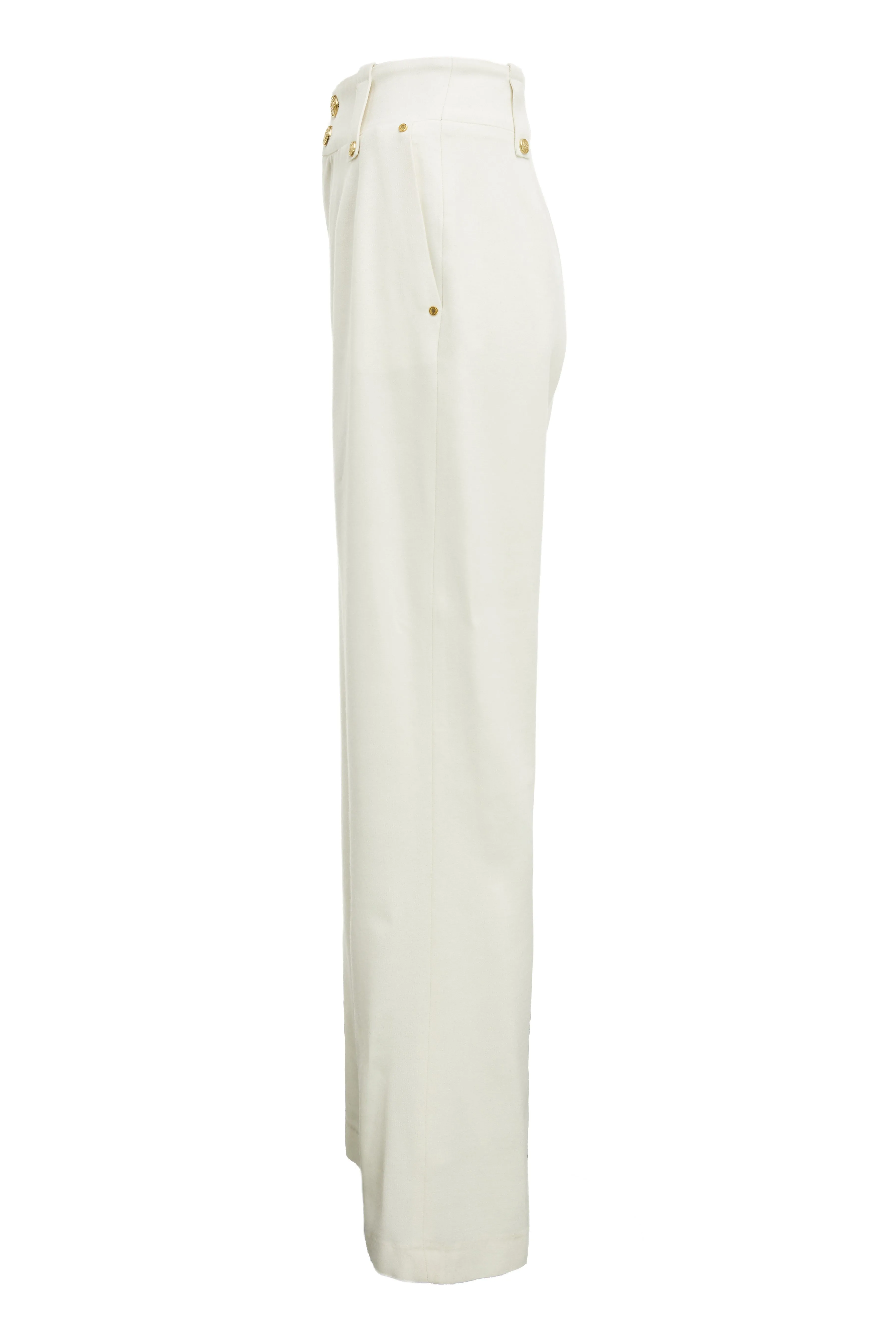 High Waisted Straight Trouser (Ivory)