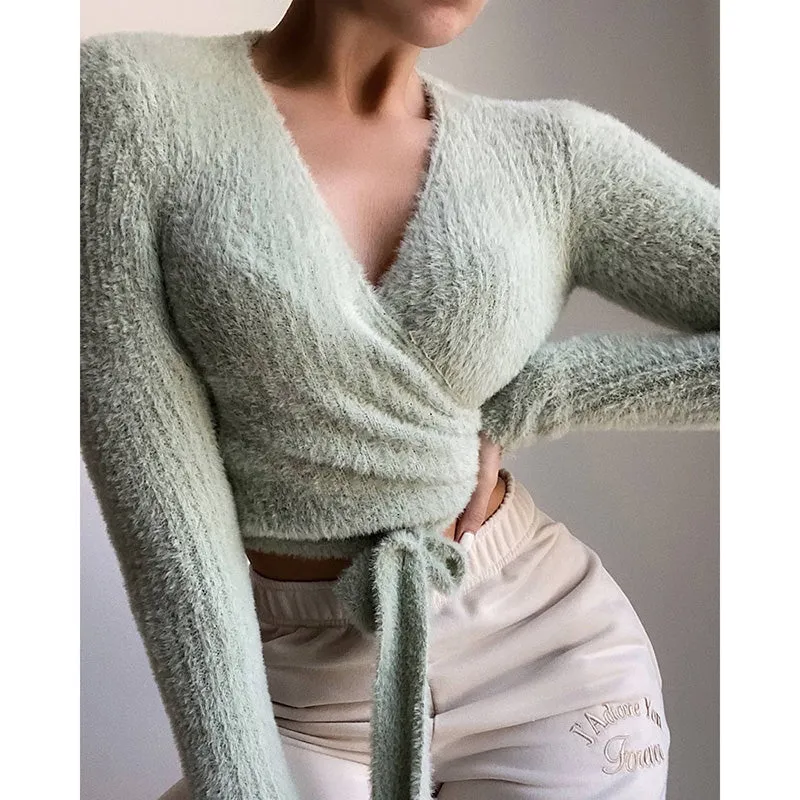 Julia Fashion - Fashion Casual V Neck Long Sleeve Pullovers Sweater