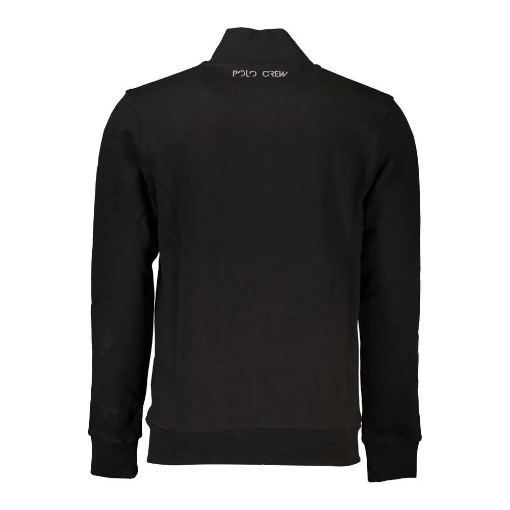 La Martina Sleek Black Cotton Zip Sweater