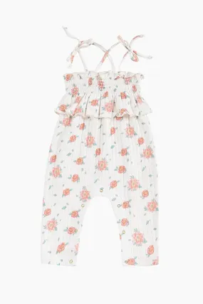 Louise Misha Abha Baby Girls Jumpsuit - Off White Flowers (Size 12M left)