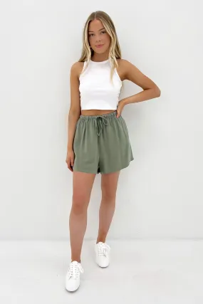 Luxe Linen Mini Short Khaki