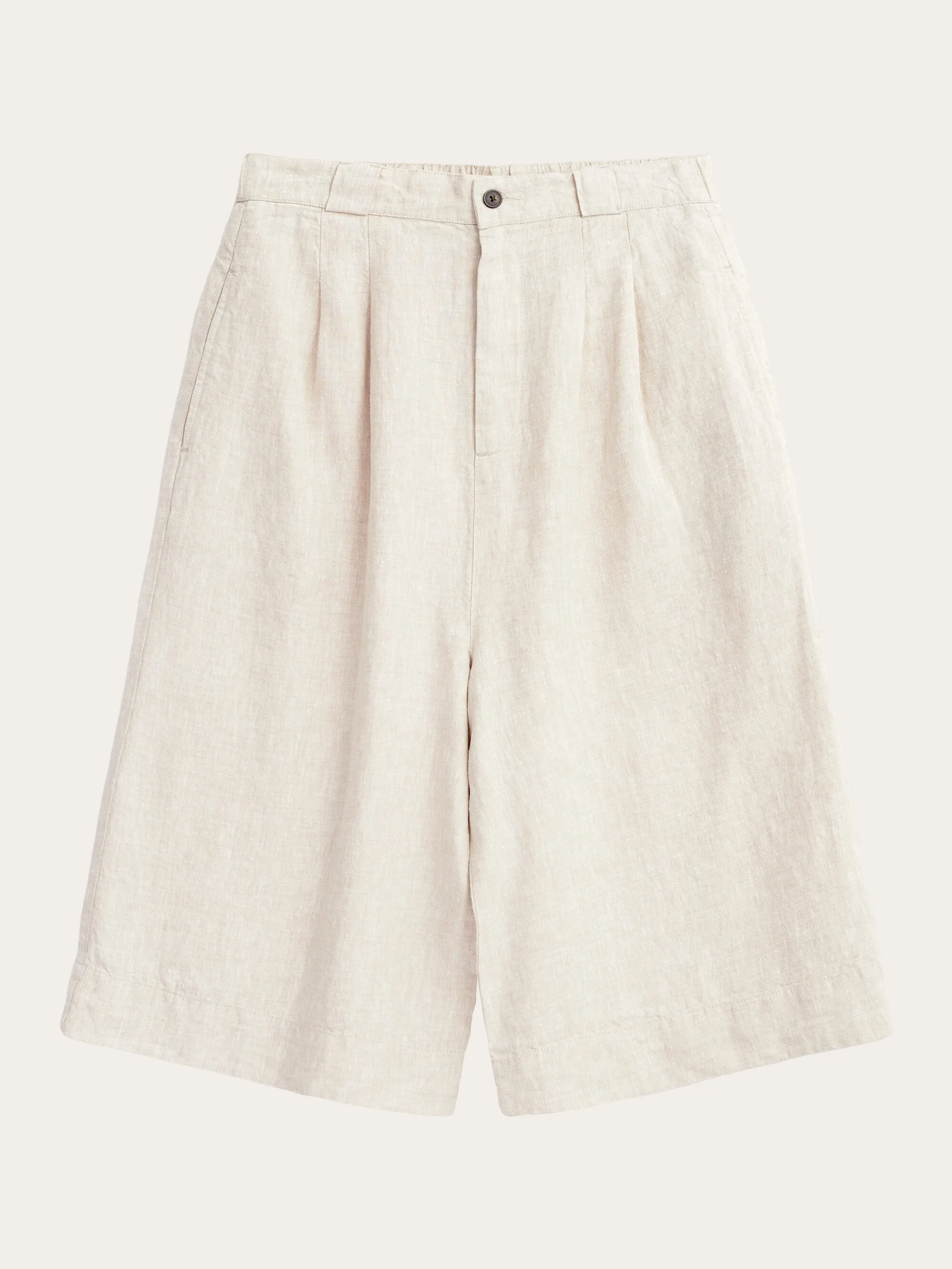 Natural linen baggy shorts - Light feather gray