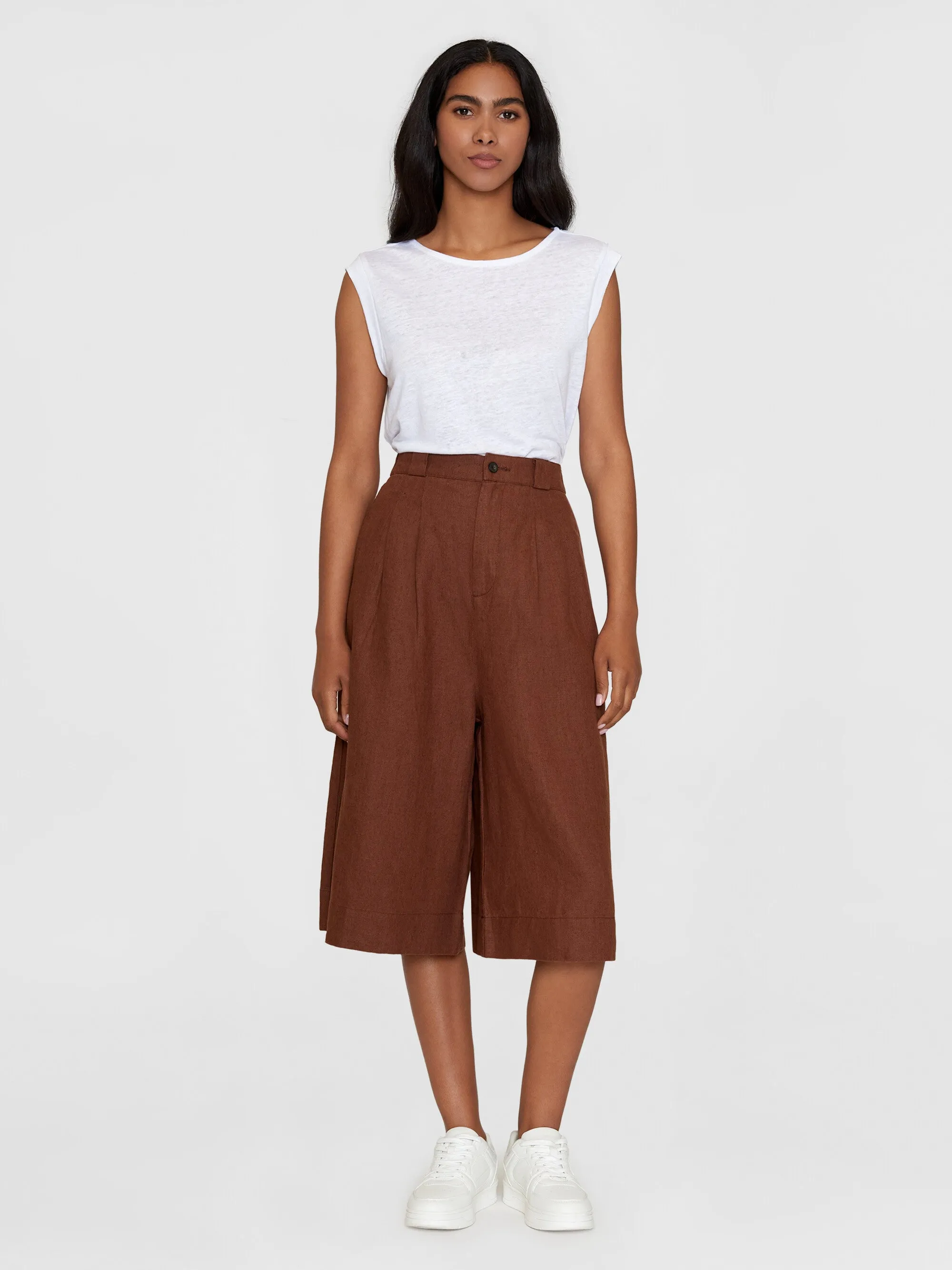 Natural linen baggy shorts - Tiramisu