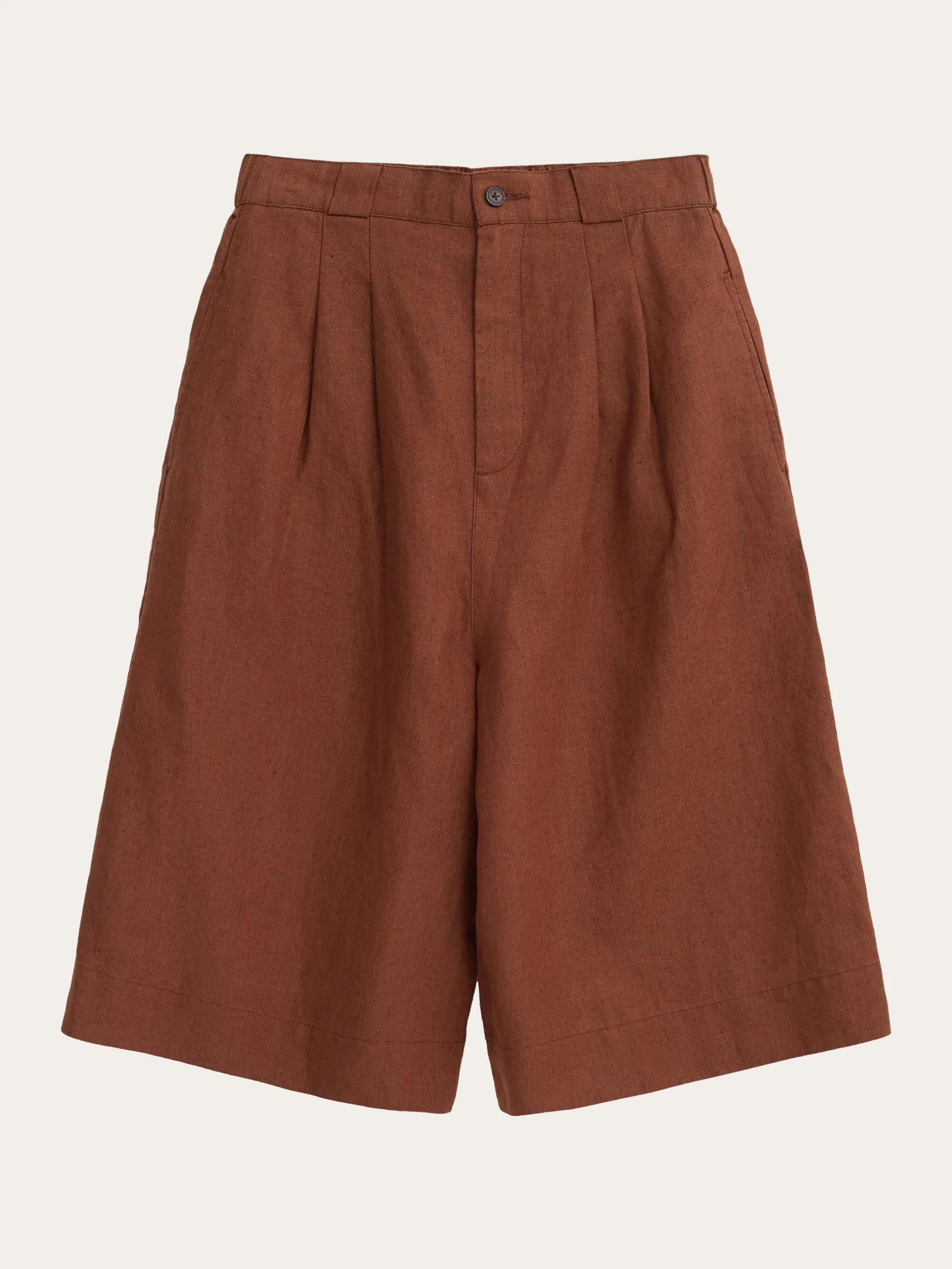 Natural linen baggy shorts - Tiramisu