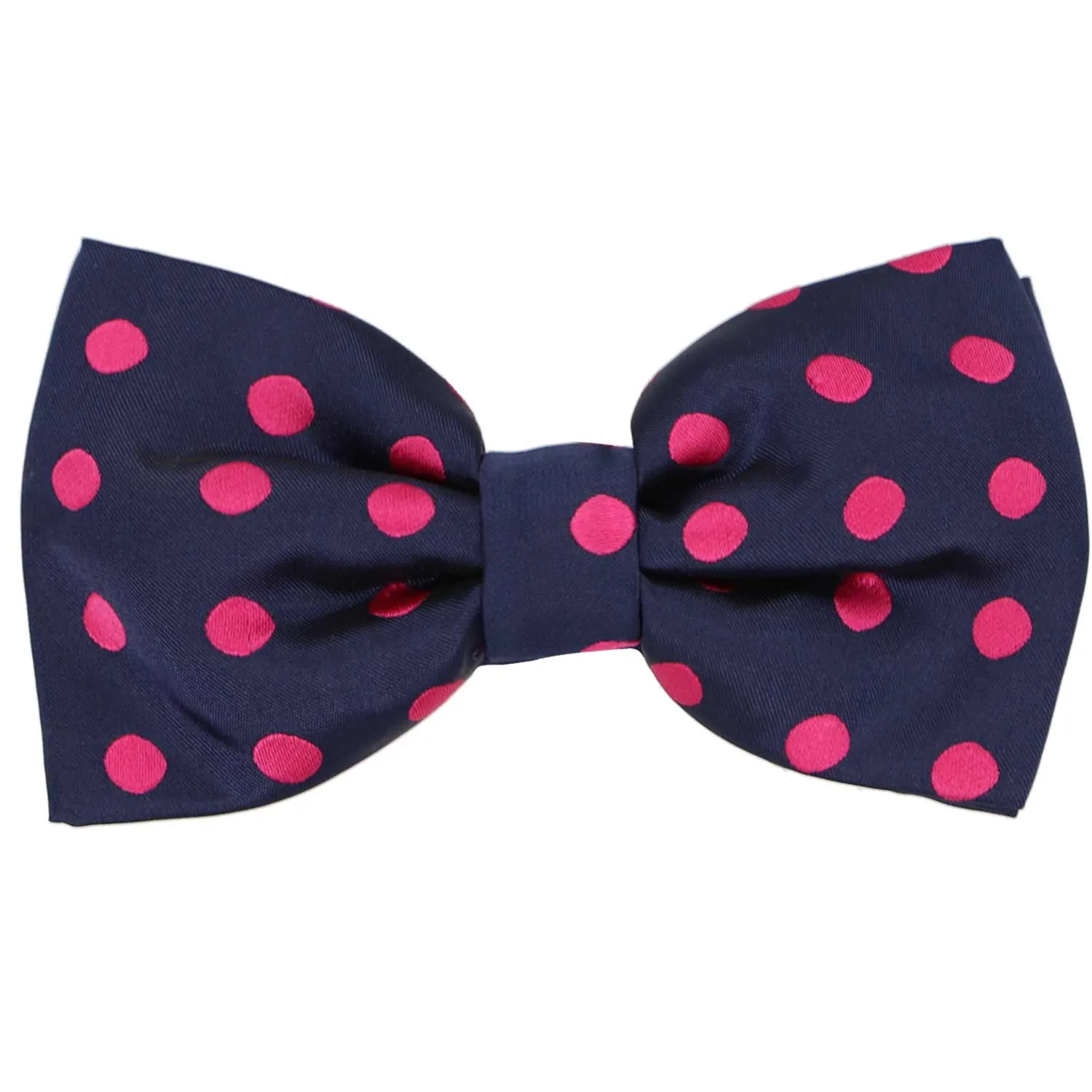 Navy Blue and Fuchsia Quincy Polka Dot Bow Tie