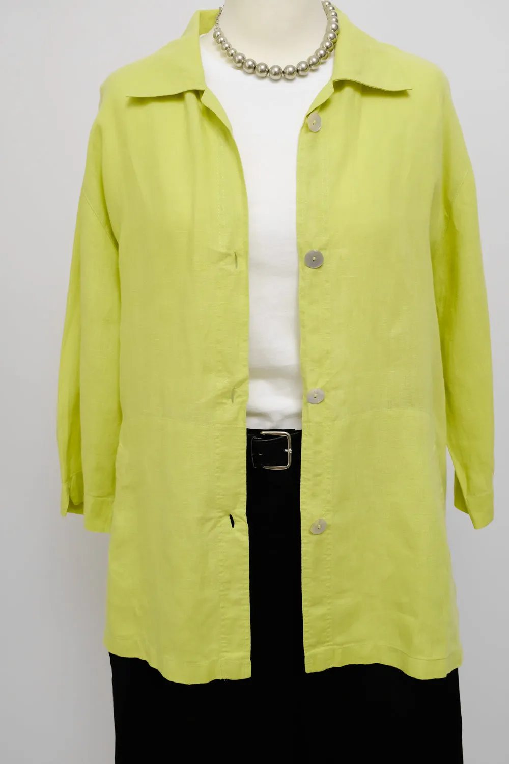 PURE LINEN LIME OVERSIZE SHIRT JACKET