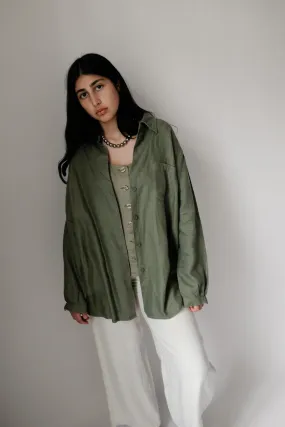 PURE LINEN OLIVE OVERSIZE SHIRT JACKET