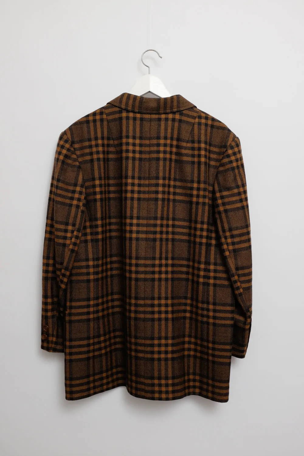 PURE WOOL TARTAN BROWN BLACK VINTAGE BLAZER