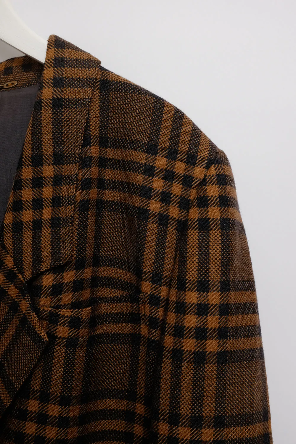 PURE WOOL TARTAN BROWN BLACK VINTAGE BLAZER